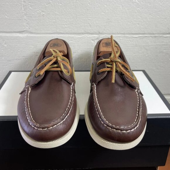 Sperry Top Sider 0195115 Boat Shoe Brown Leather 2 Eye Slip On Men's 11.5 Wide - Picture 1 of 10